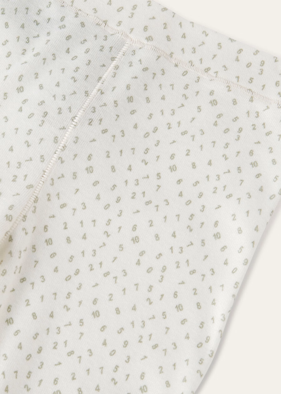 Little Numbers Fancy White/Sagerbrush Leaves Cotton Pants