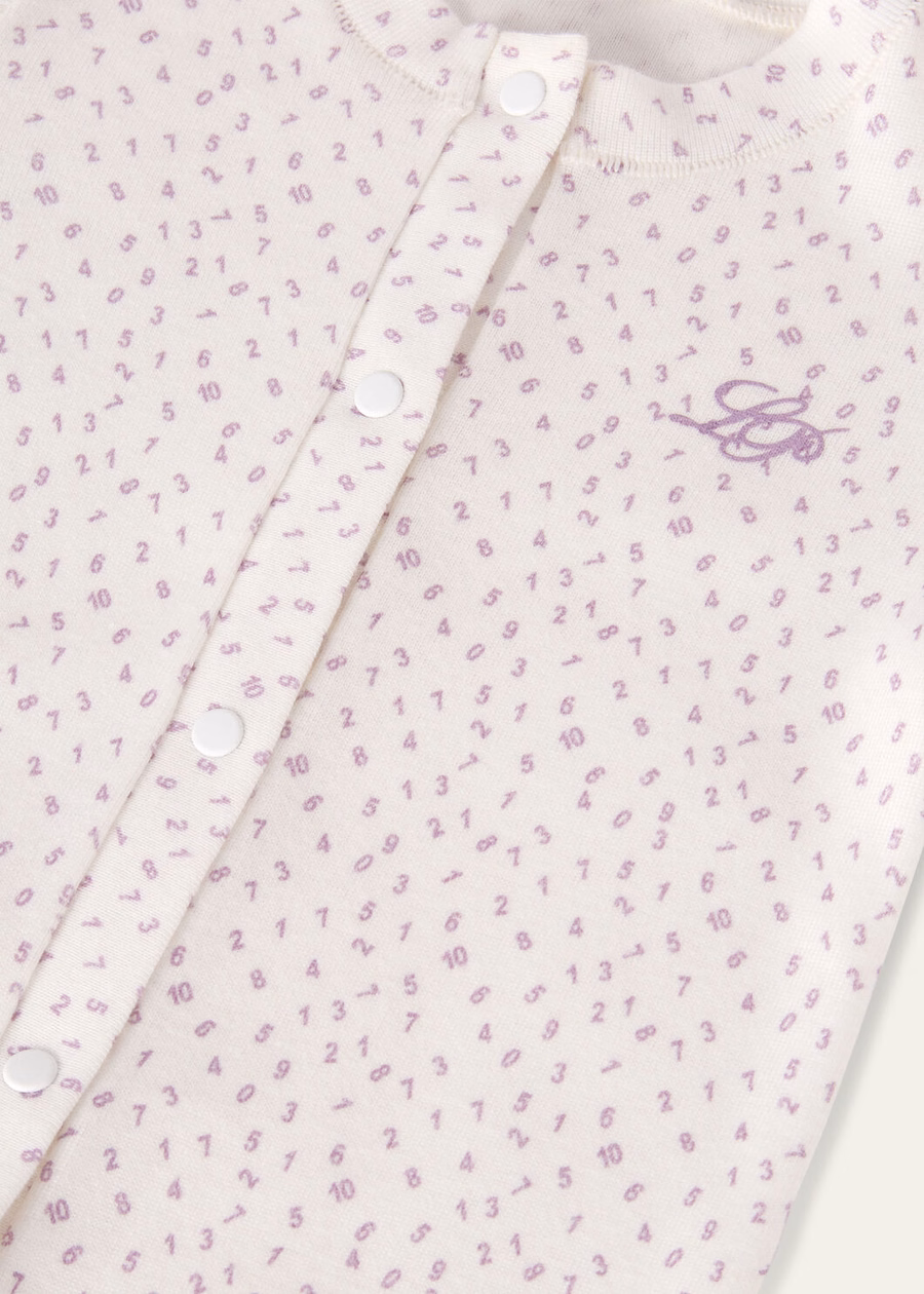 Little Numbers Baby Romper Cotton Fancy White/Wisteria Swaddle