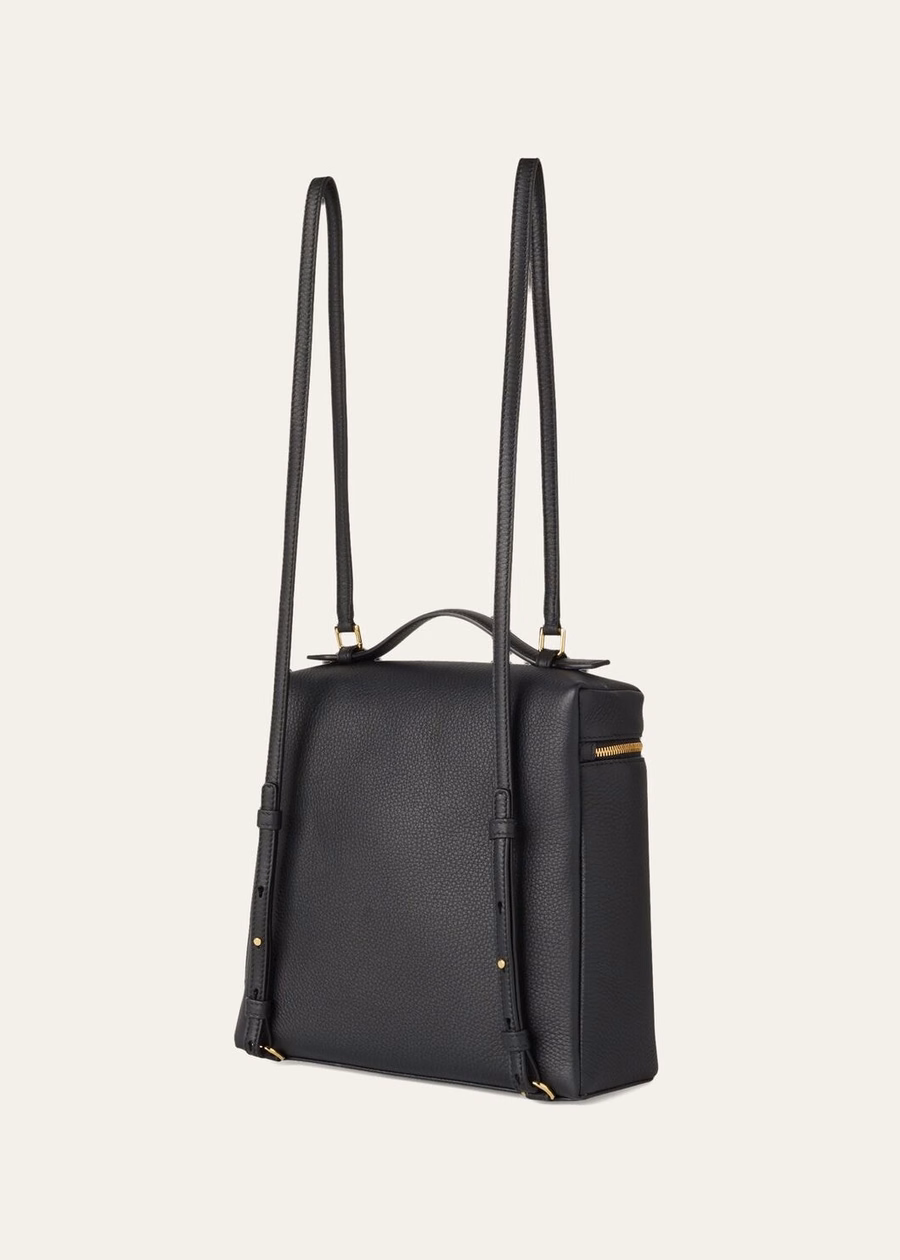 Extra Pocket Backpack L23.5 Grained Calfskin Black/Sun Gold