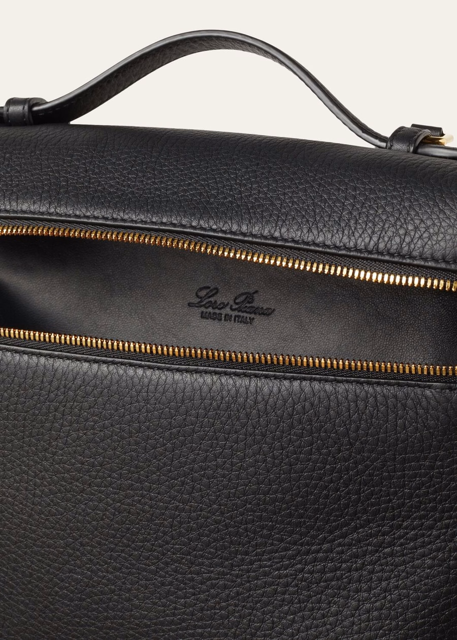 Extra Pocket Backpack L23.5 Grained Calfskin Black/Sun Gold