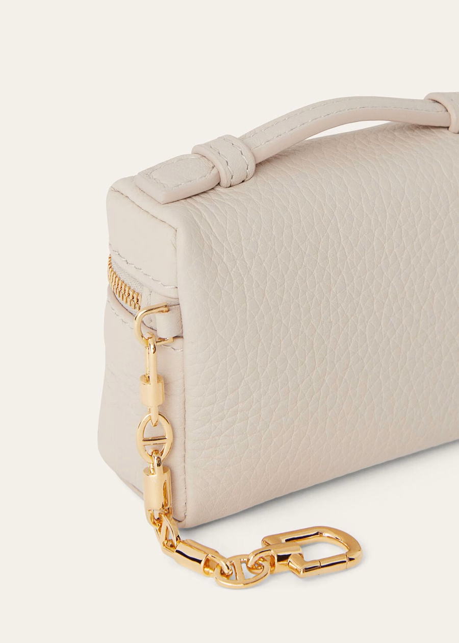 Extra Pocket Charm Grained Calfskin Light Travertin/Sun Gold