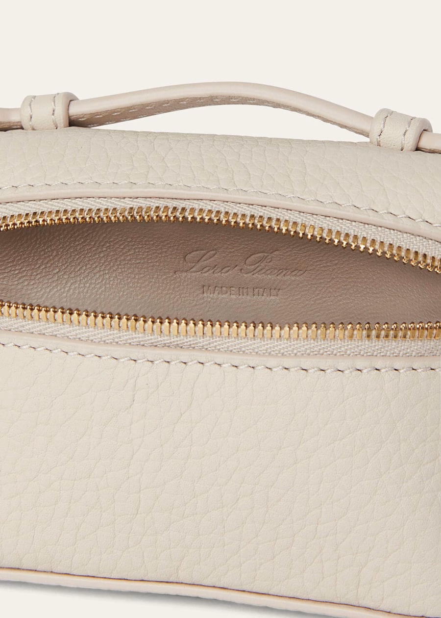 Extra Pocket Charm Grained Calfskin Light Travertin/Sun Gold