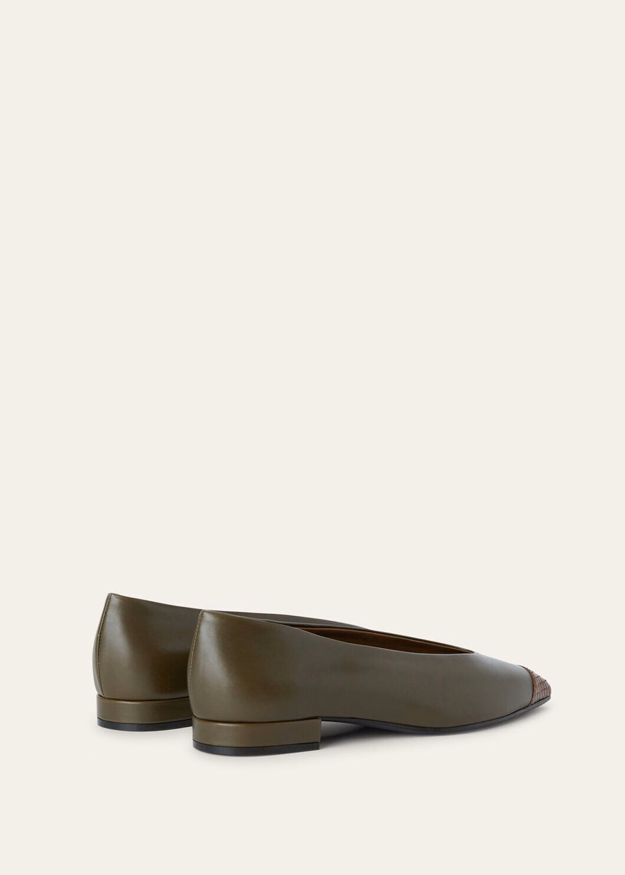 Rebecca Ballet Flat Leather Sicilian Caper/Earth Burnt