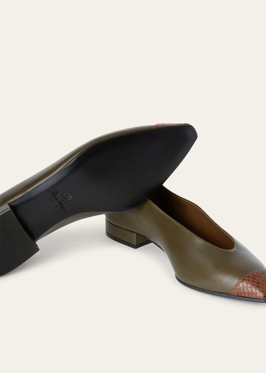 Rebecca Ballet Flat Leather Sicilian Caper/Earth Burnt