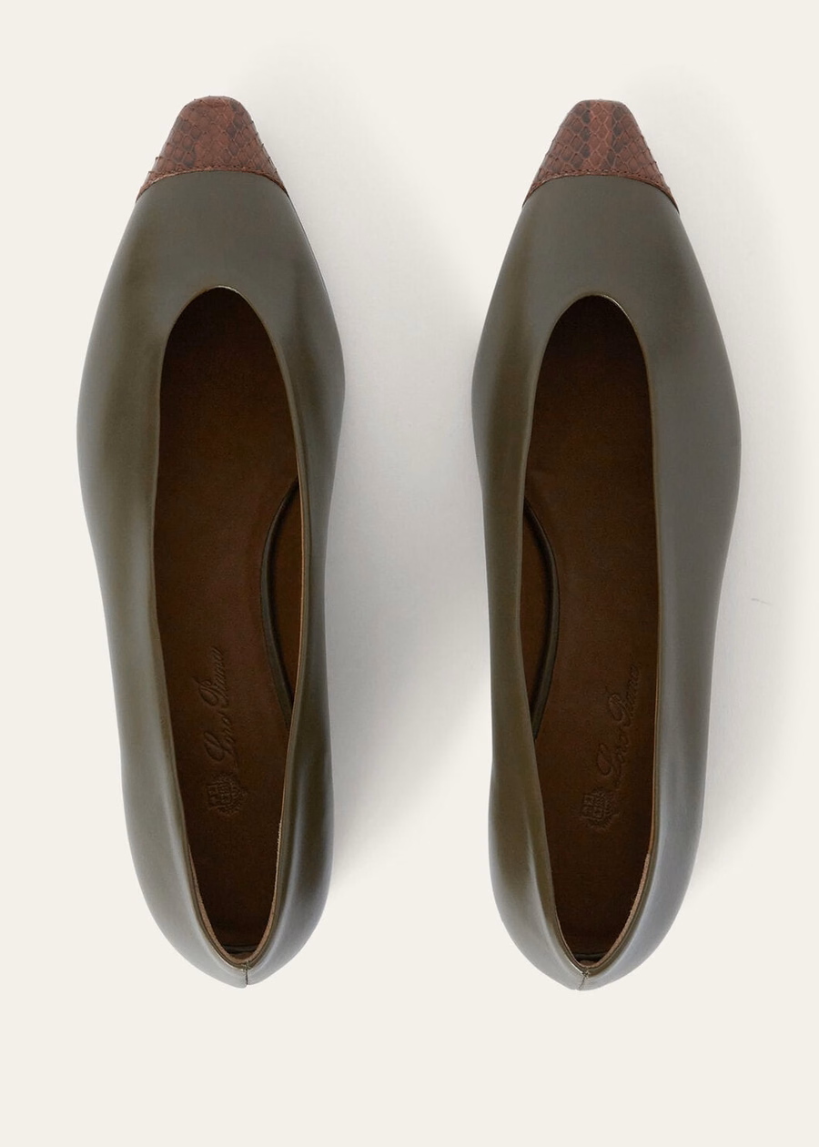 Rebecca Ballet Flat Leather Sicilian Caper/Earth Burnt