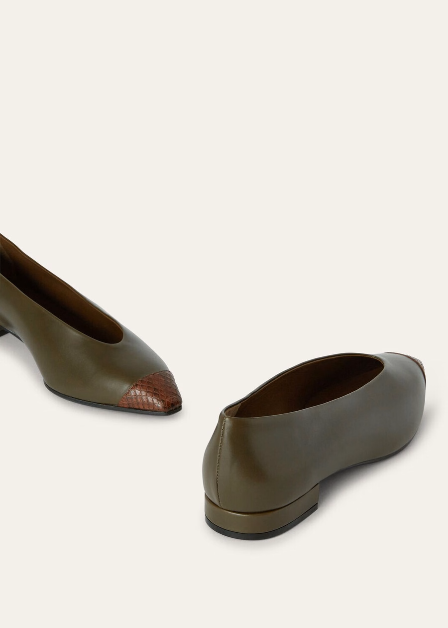 Rebecca Ballet Flat Leather Sicilian Caper/Earth Burnt