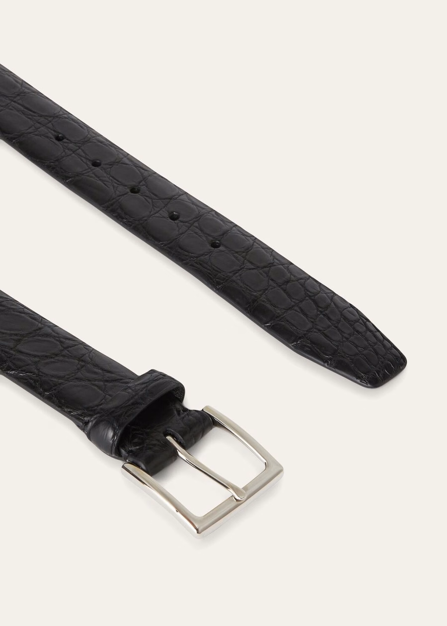 Owen-Belt Caiman Black Leather