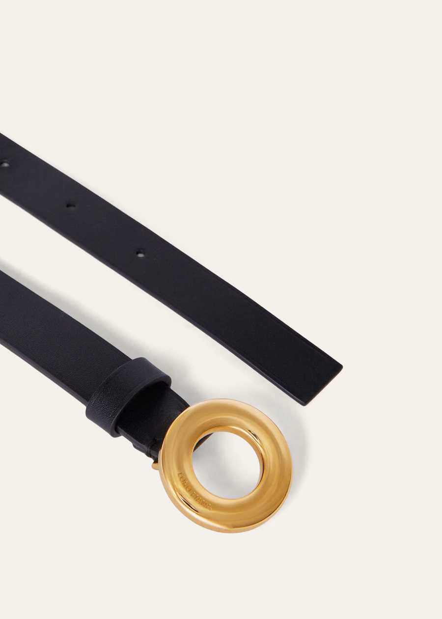 Black Calfskin Leather Buckle Strap