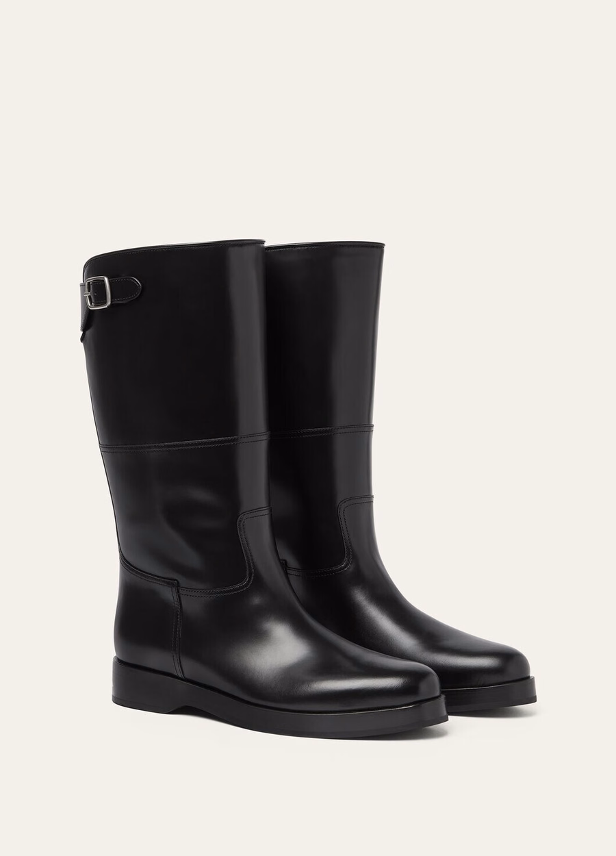 Black calfskin Lupo boot