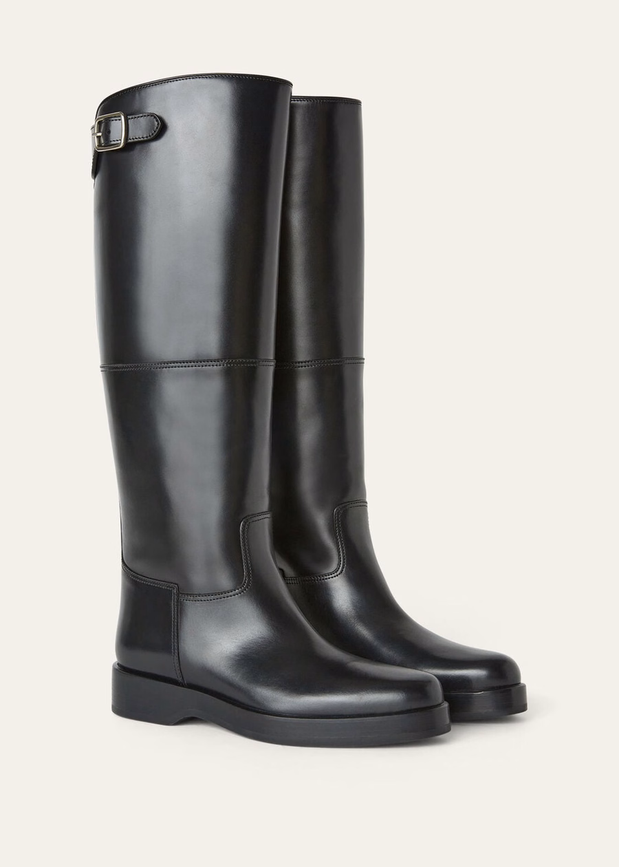 Black calfskin Lupo high boots