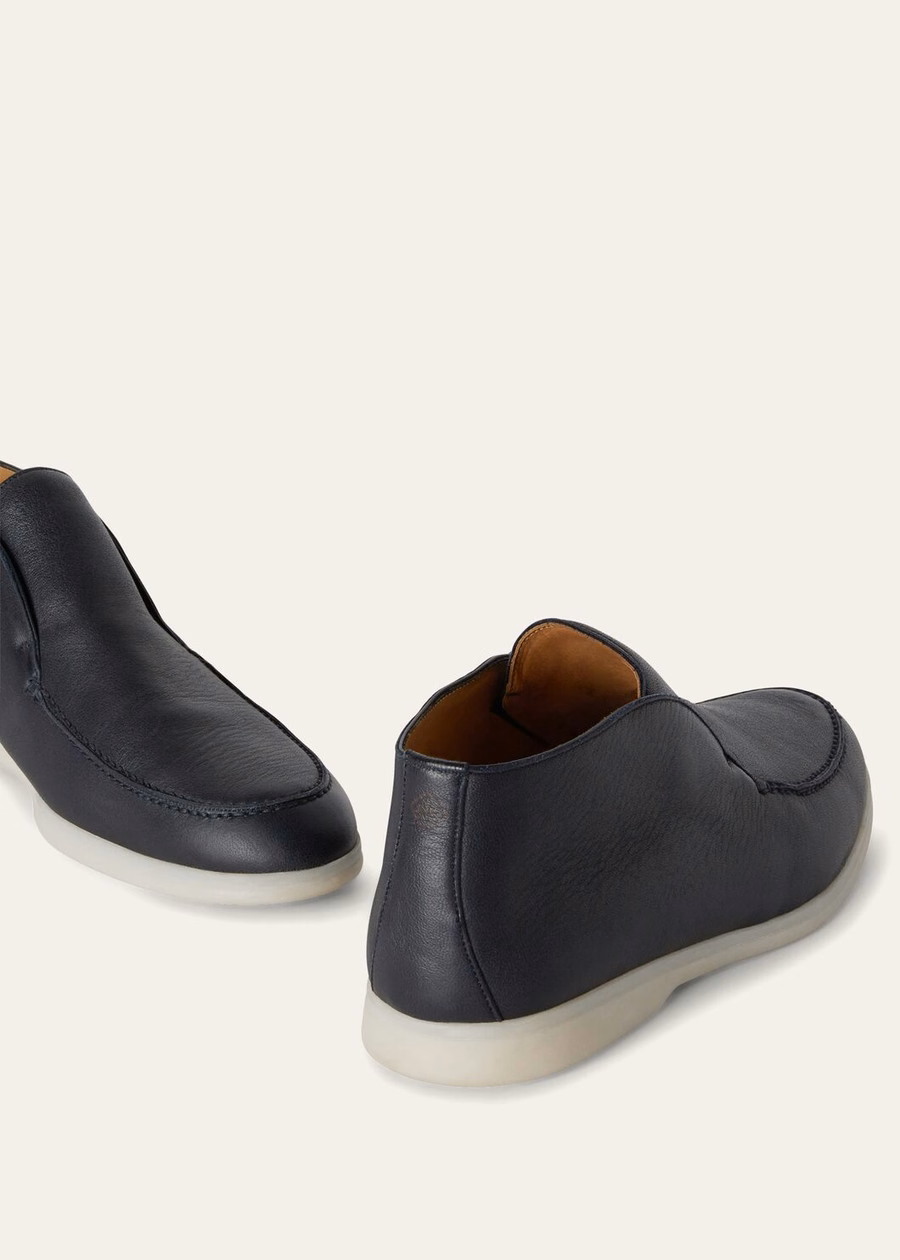 Open Walk Elk Navy Leather Ankle Boots