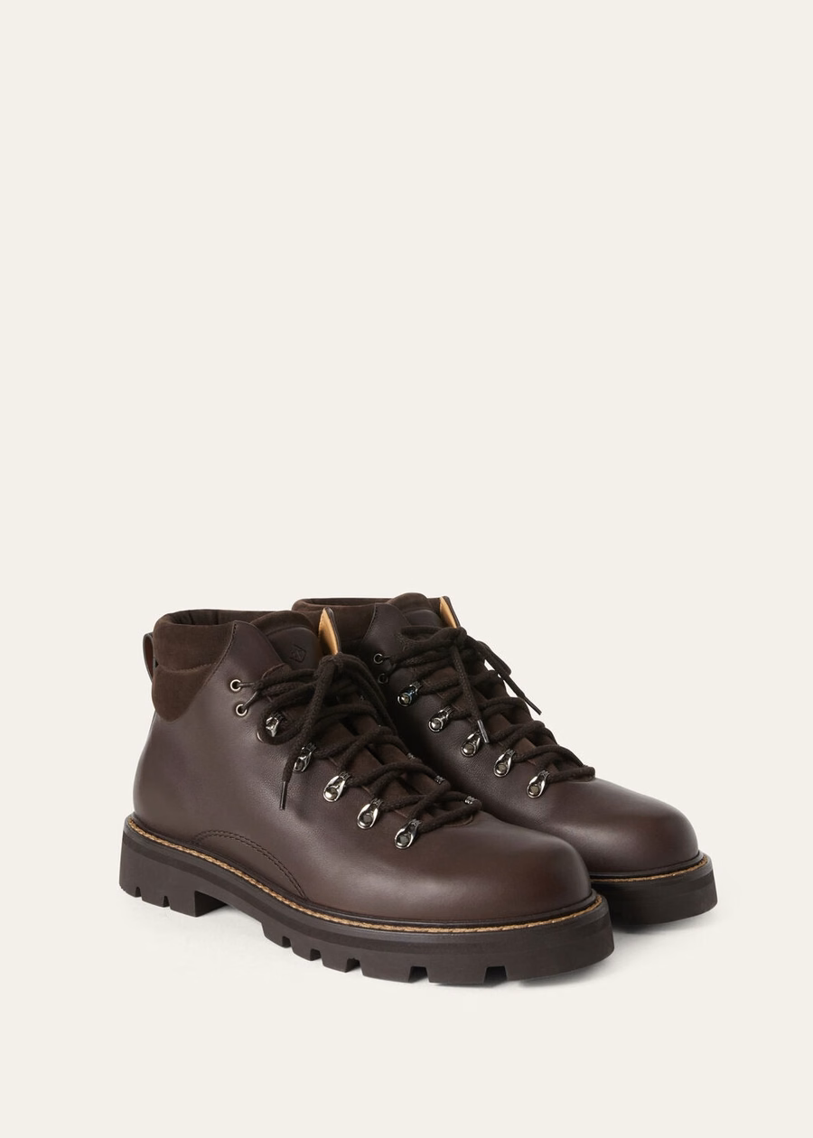 Beinn Walk calfskin ankle boots, chocolate
