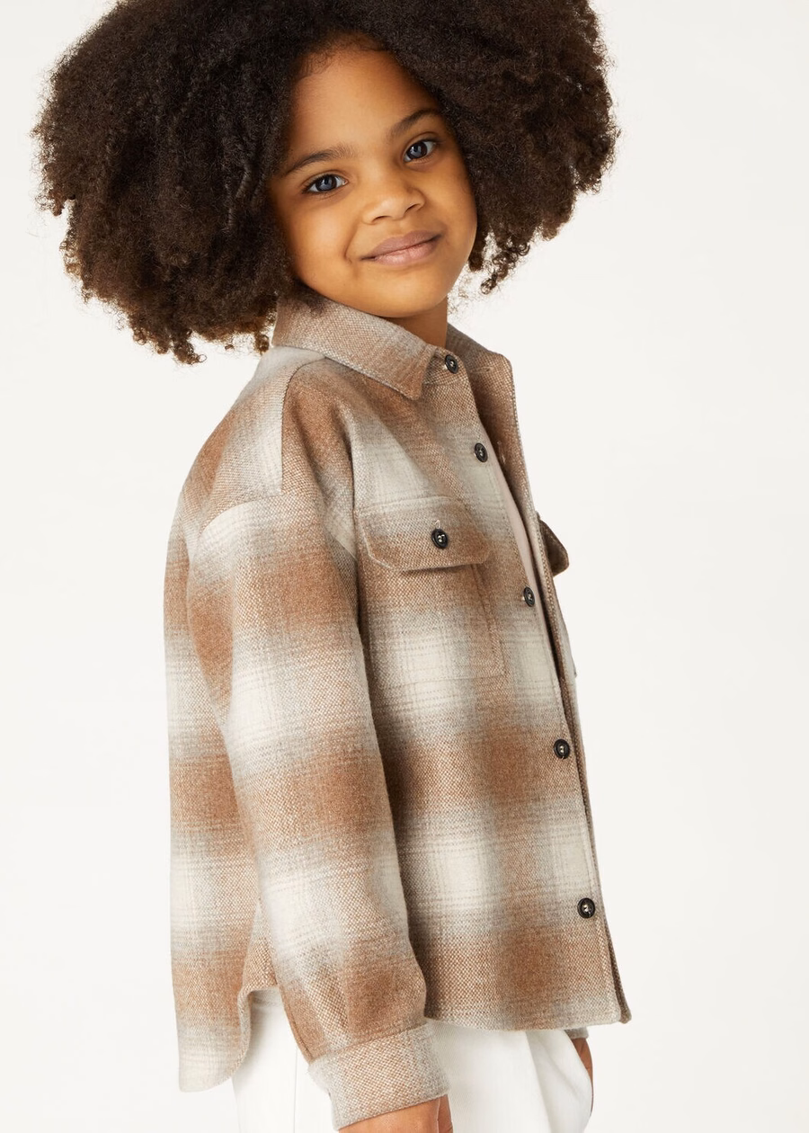 Jenna Kids Shirt Cashmere Virgin Wool Light Camel/Antique Paper