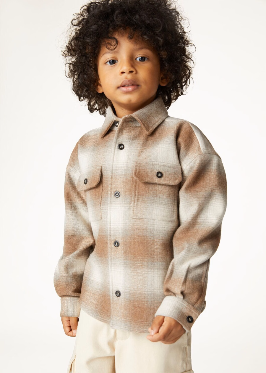 Jenna Kids Shirt Cashmere Virgin Wool Light Camel/Antique Paper