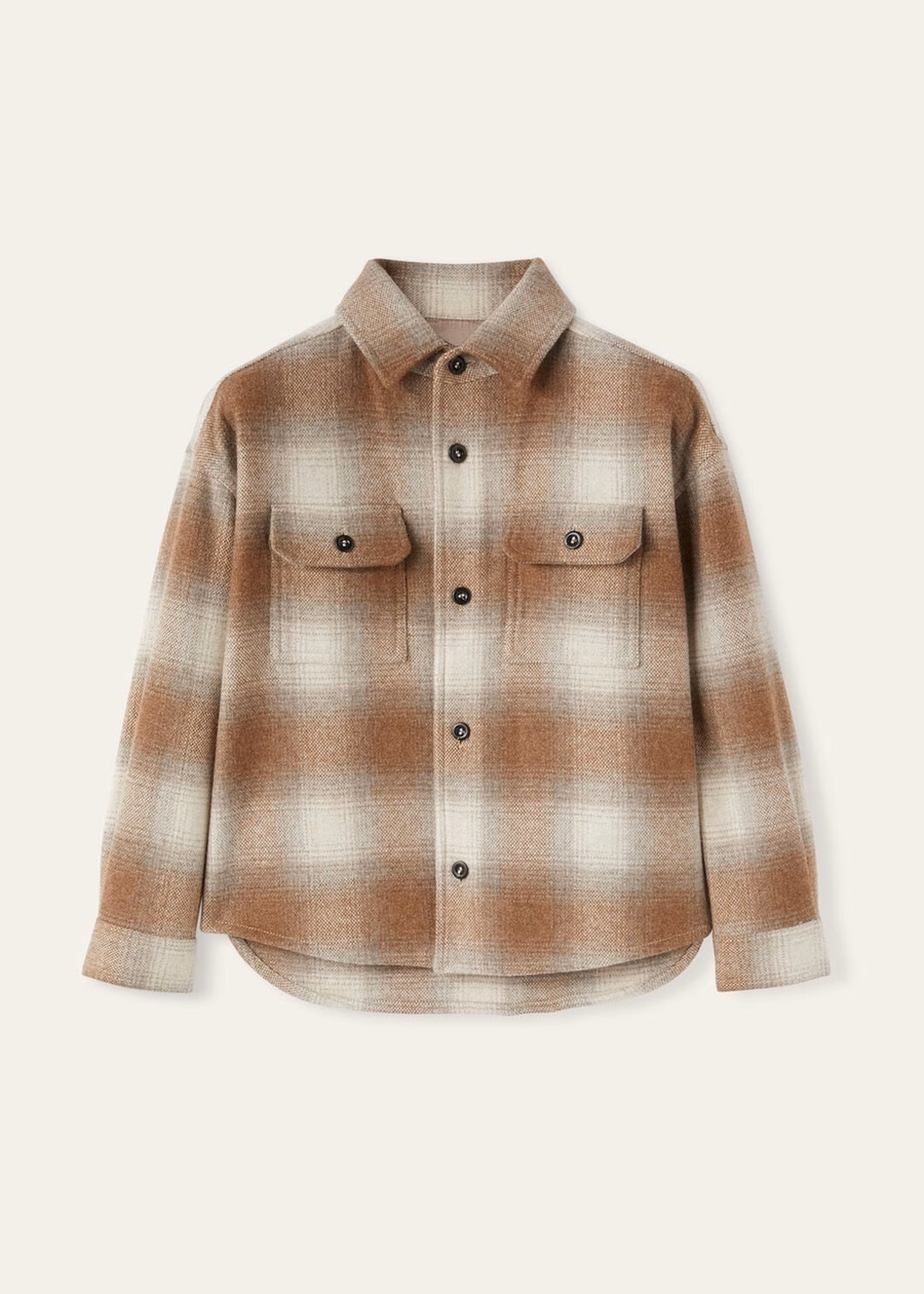 Jenna Kids Shirt Cashmere Virgin Wool Light Camel/Antique Paper