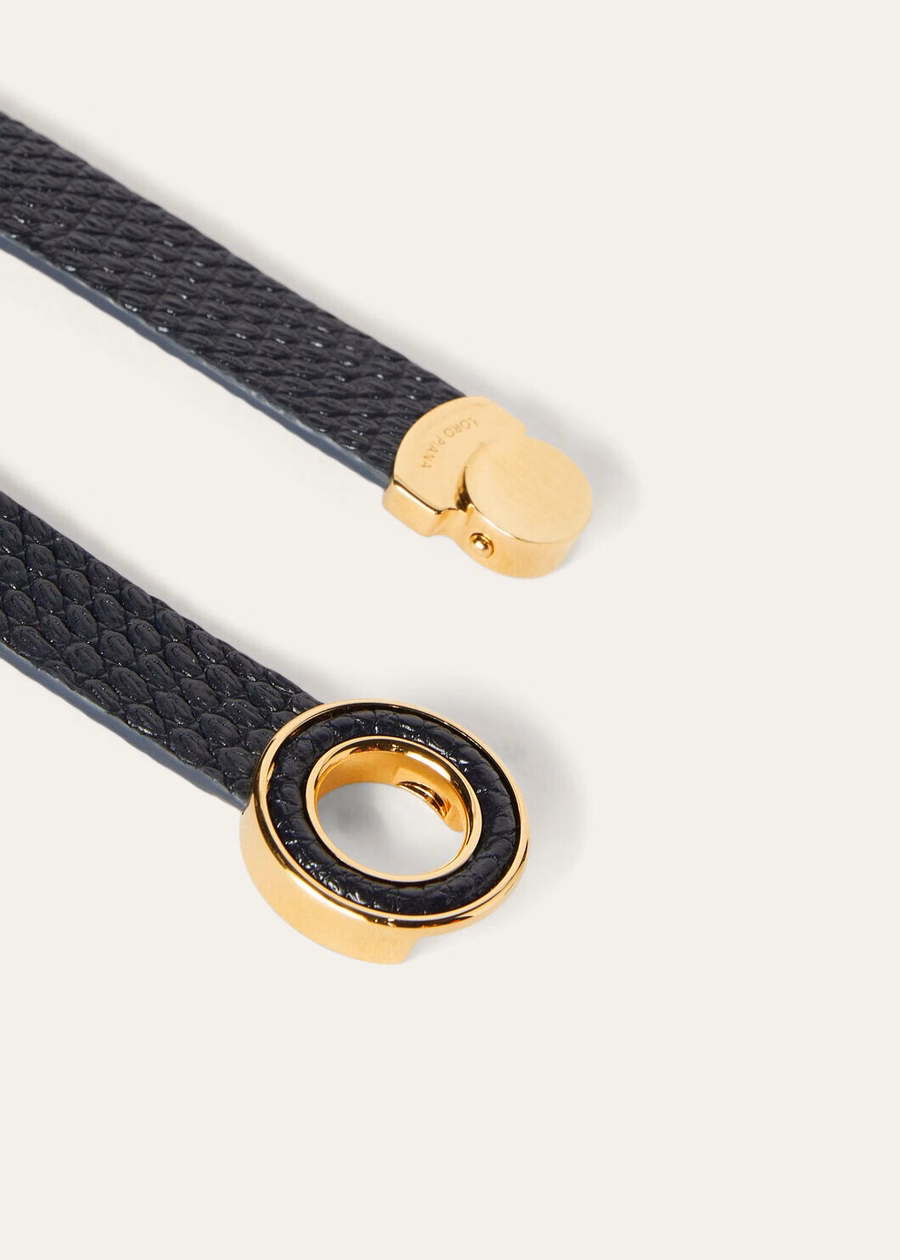 Navy Blue Lizard Leather Dangle Bracelet/Gold Sun Jewelry