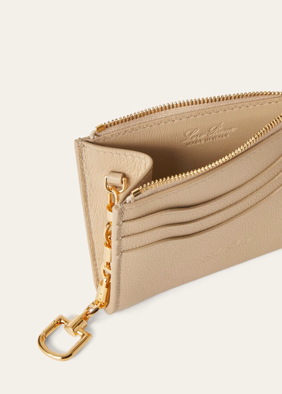 Additional card holder Grained calfskin LIGHT MASTIC