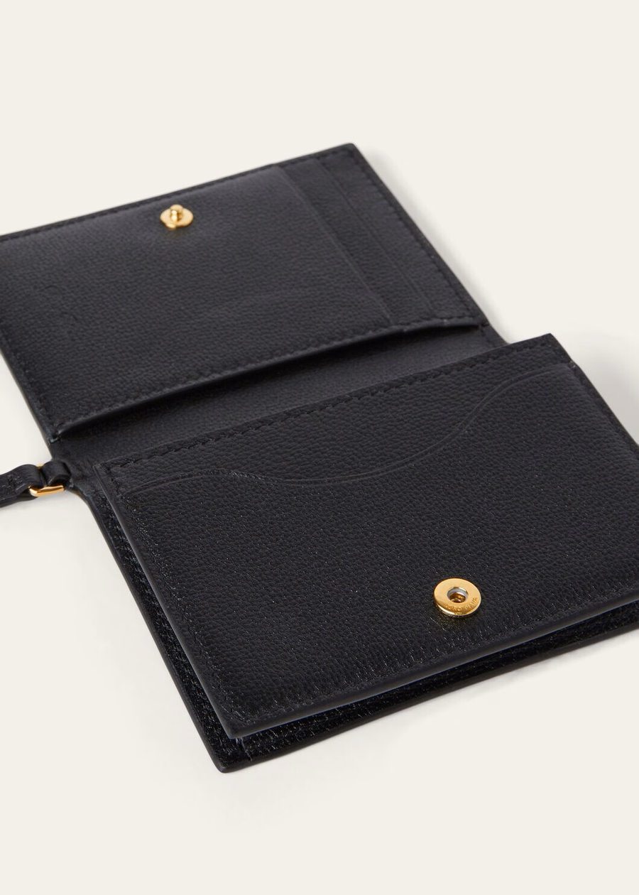Extra bifold card holder Black grained calfskin