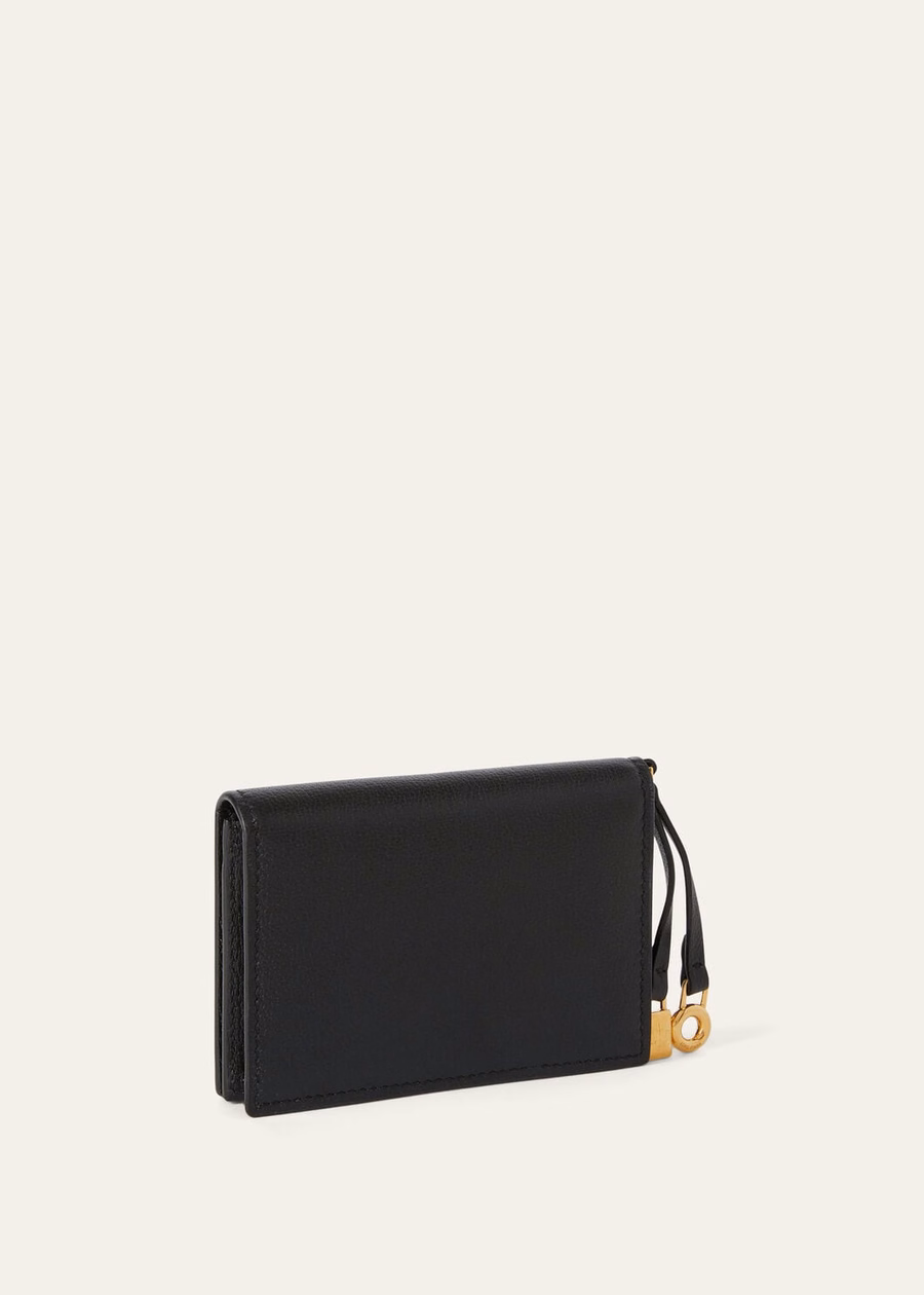 Extra bifold card holder Black grained calfskin