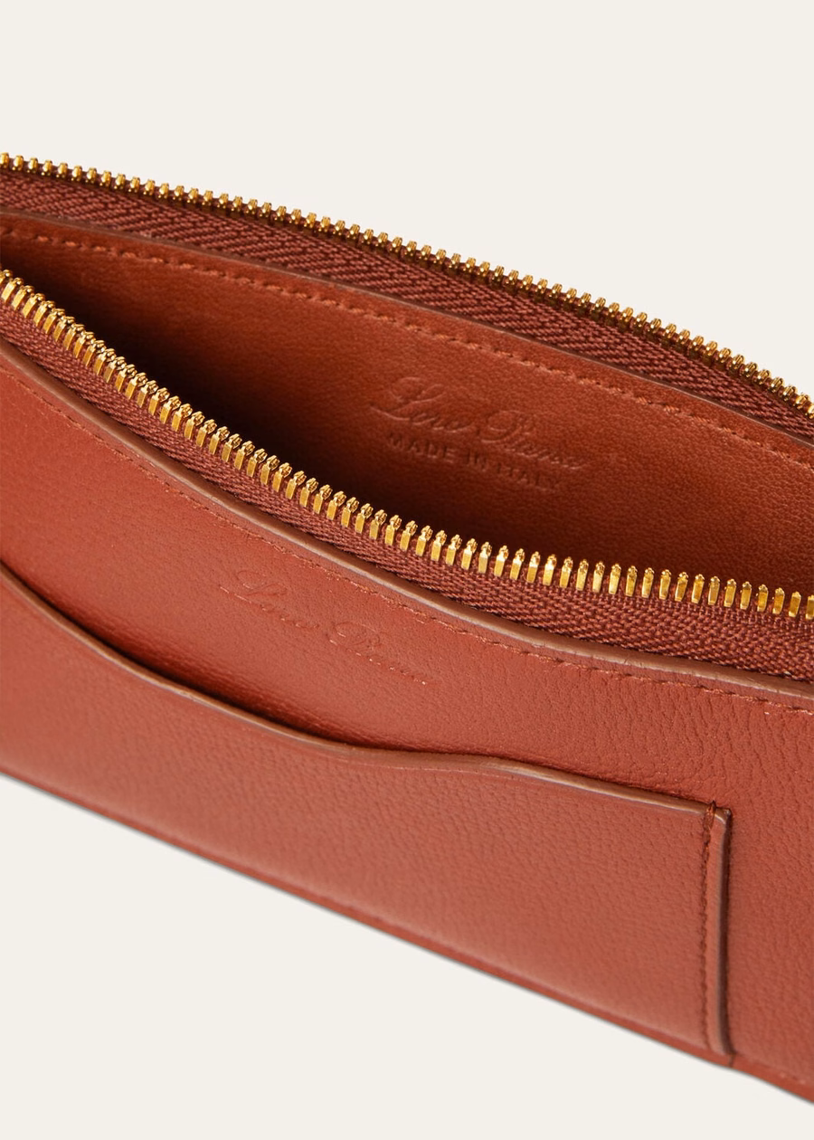 Additional pouch Card holder Deep Kummel grained calfskin