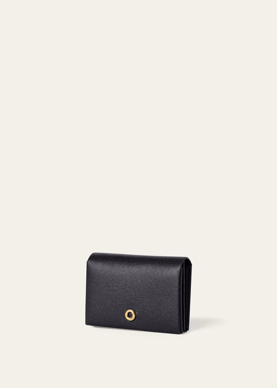 Card Holder Ring Grained Calfskin Black