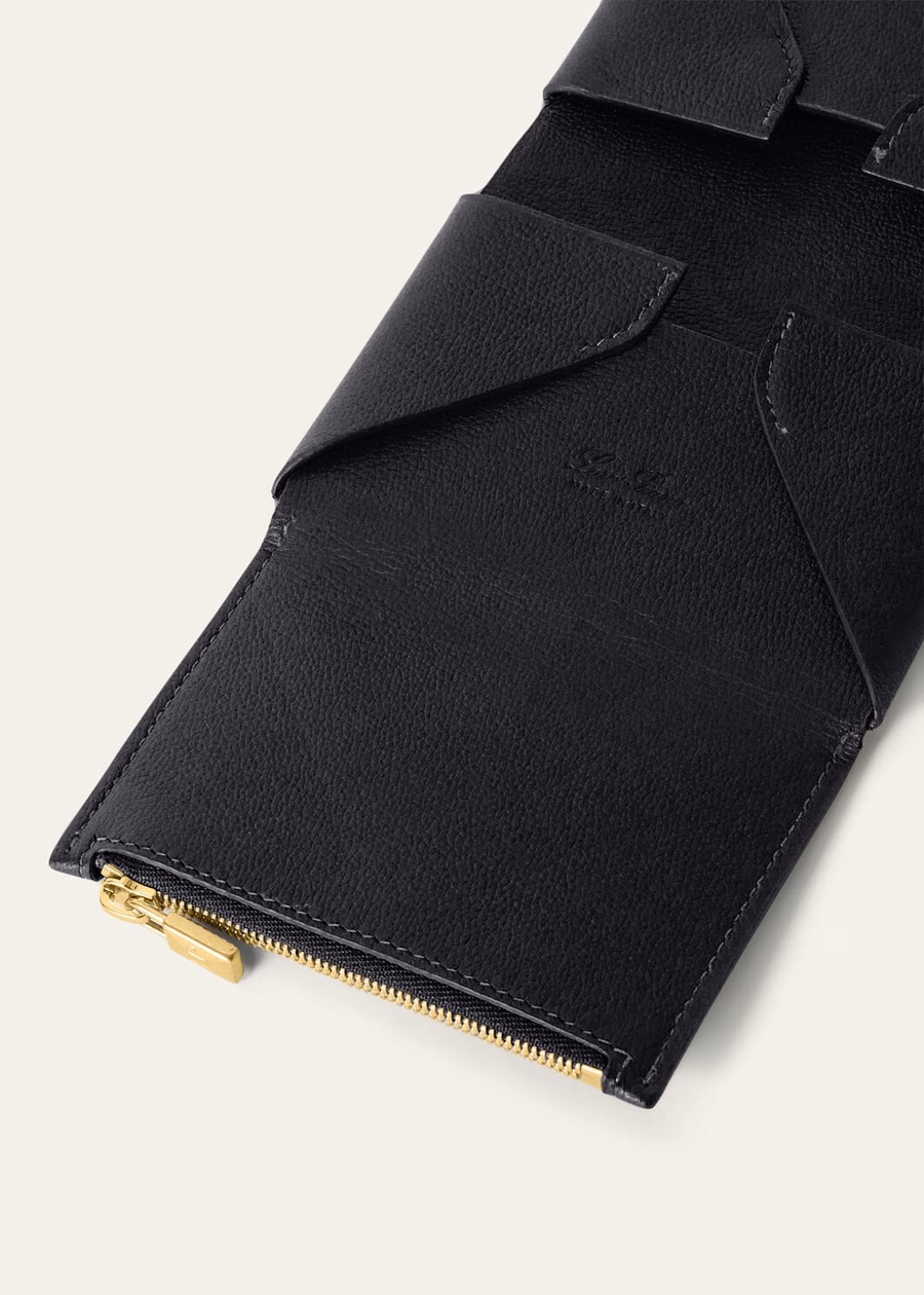 Card Holder Ring Grained Calfskin Black