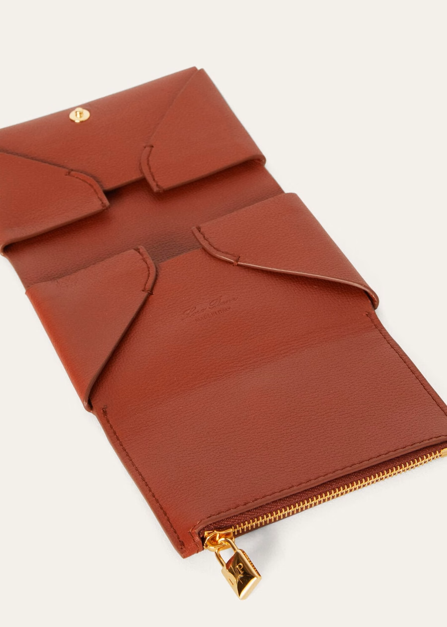 Card Holder Ring Grained Calfskin Deep Kummel/Sun Gold