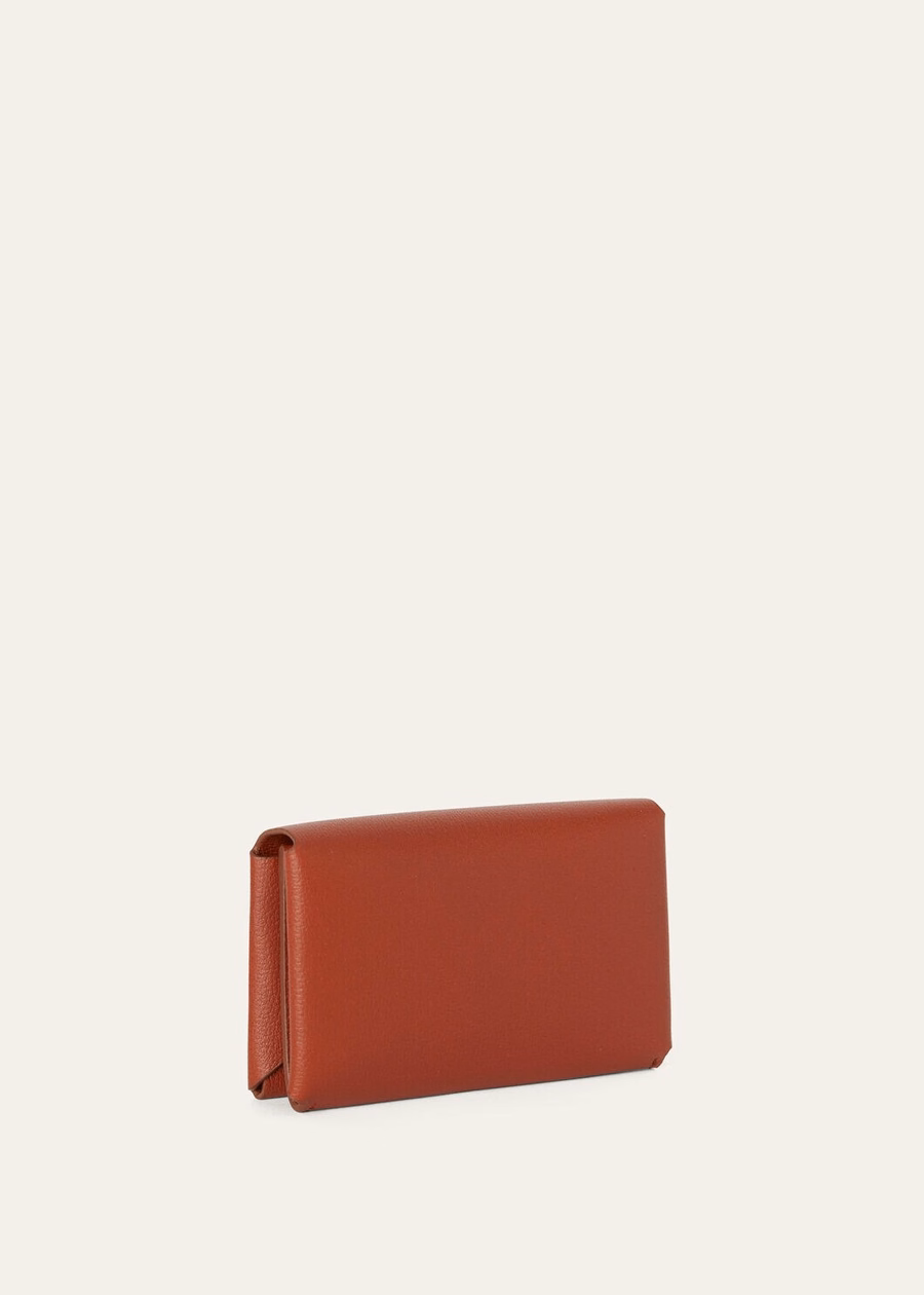 Card Holder Ring Grained Calfskin Deep Kummel/Sun Gold