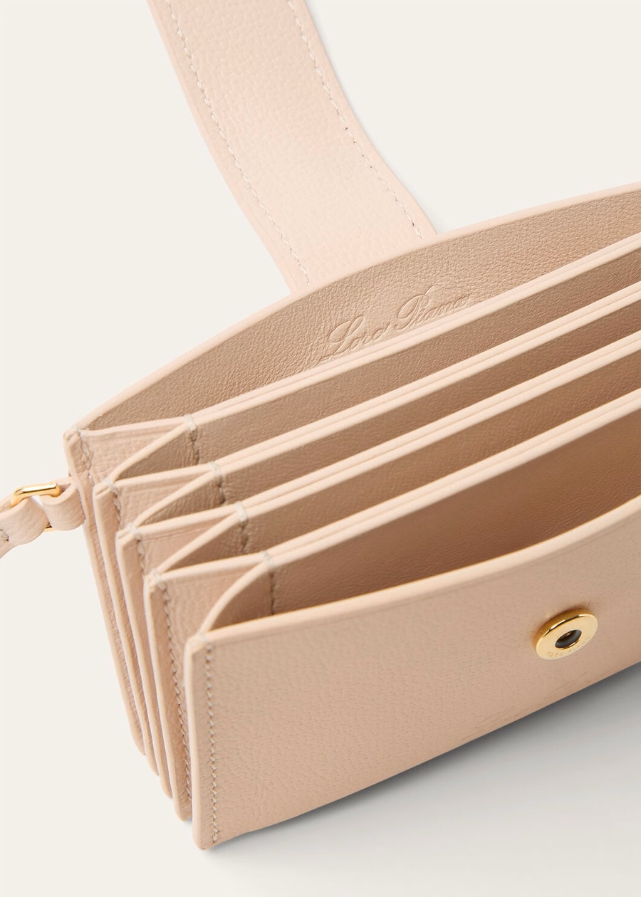 Additional card holder in honey cream calfskin/golden sun