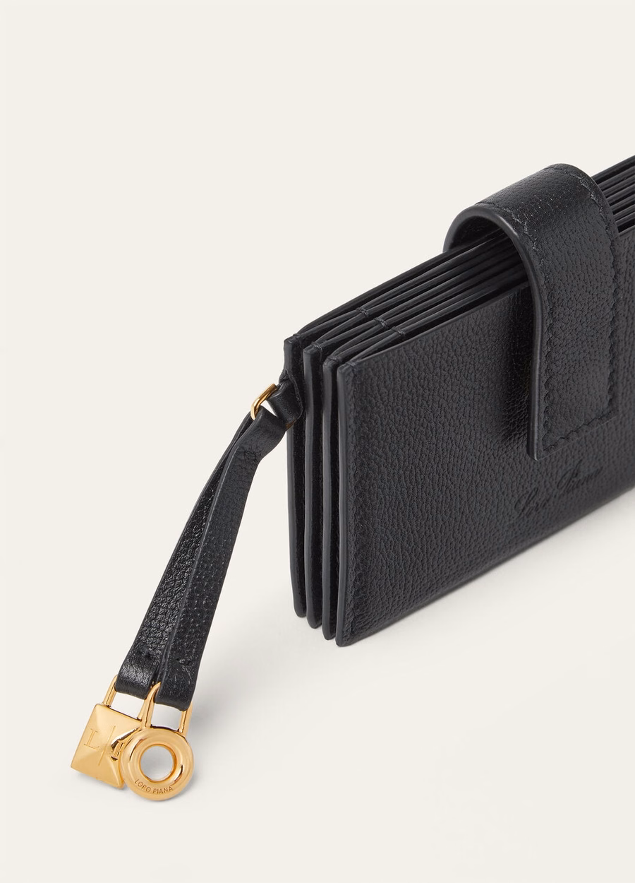 Additional card holder Calfskin Black/Sun Gold
