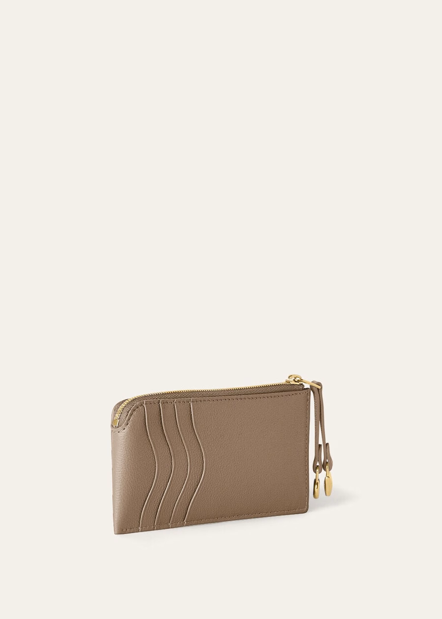 Additional zippered pouch Calfskin Warm mastic/antique silver