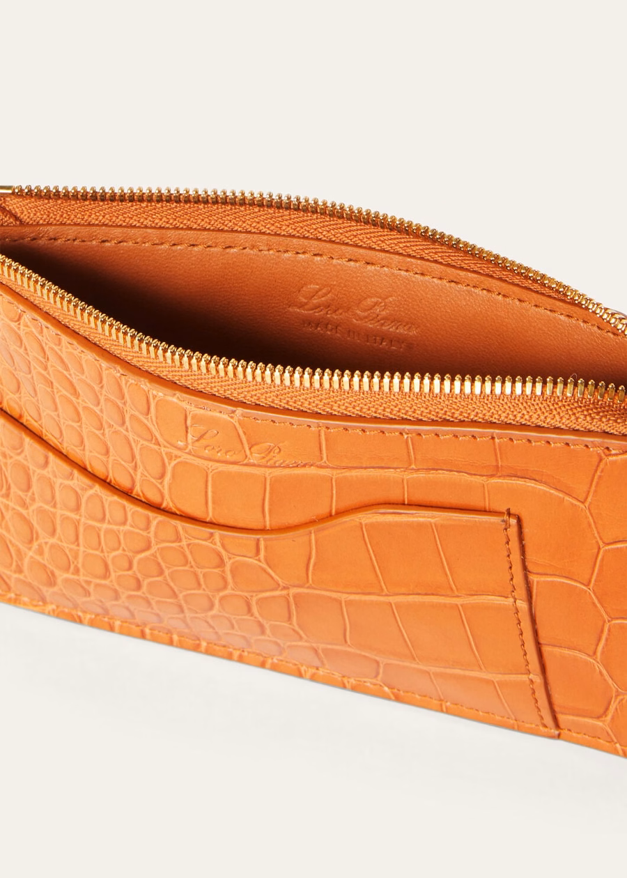 Extra zippered pouch in warm tan/sun gold alligator leather