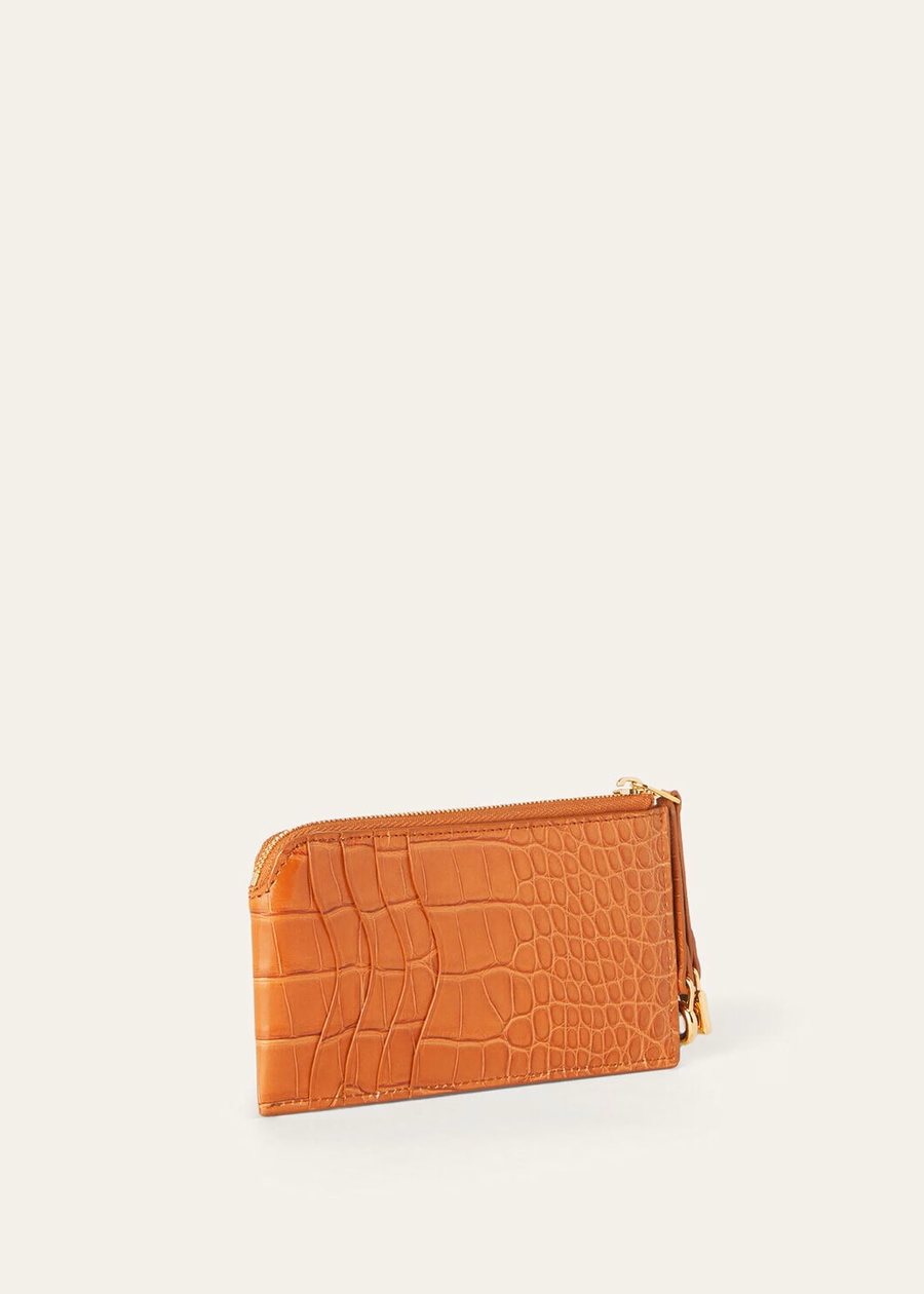 Extra zippered pouch in warm tan/sun gold alligator leather