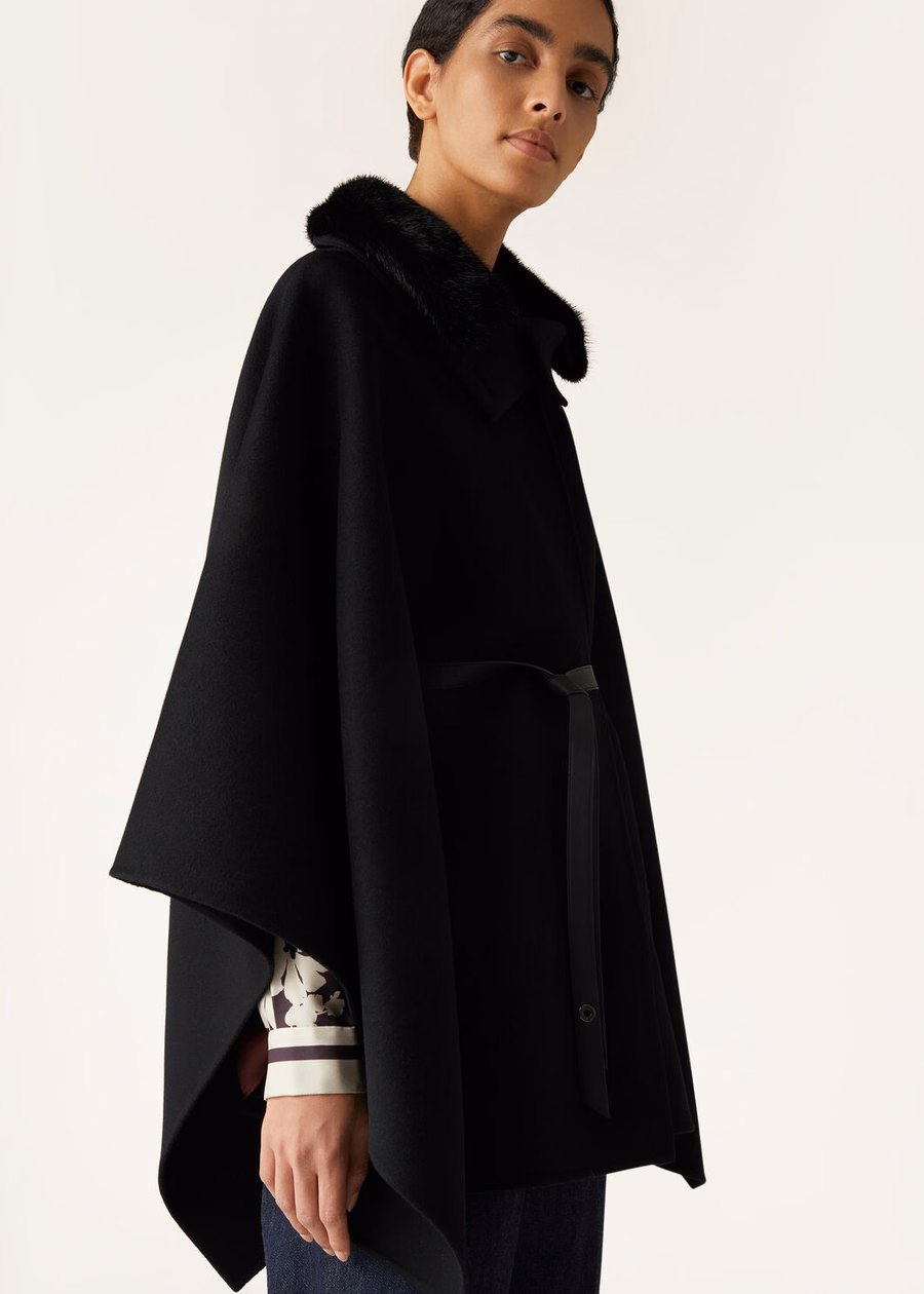 Denice Black Cashmere Cape