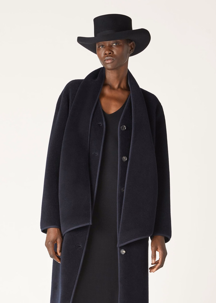 Gladwin Coat Silk Virgin Wool Navy Blue/Embers Grey