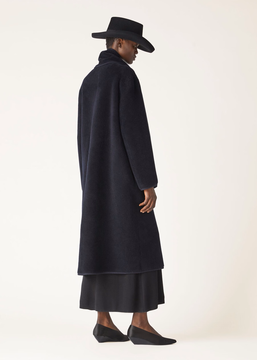 Gladwin Coat Silk Virgin Wool Navy Blue/Embers Grey
