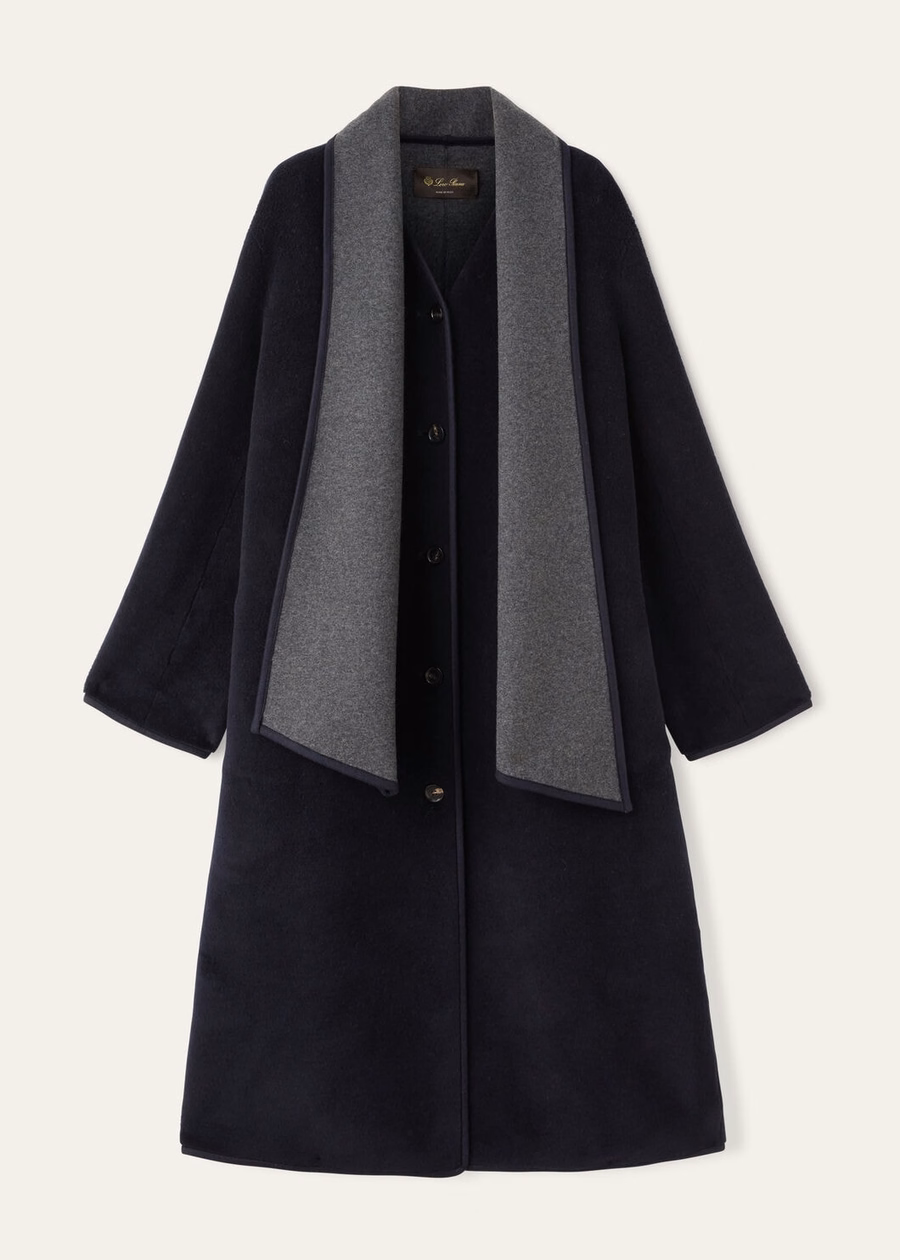 Gladwin Coat Silk Virgin Wool Navy Blue/Embers Grey