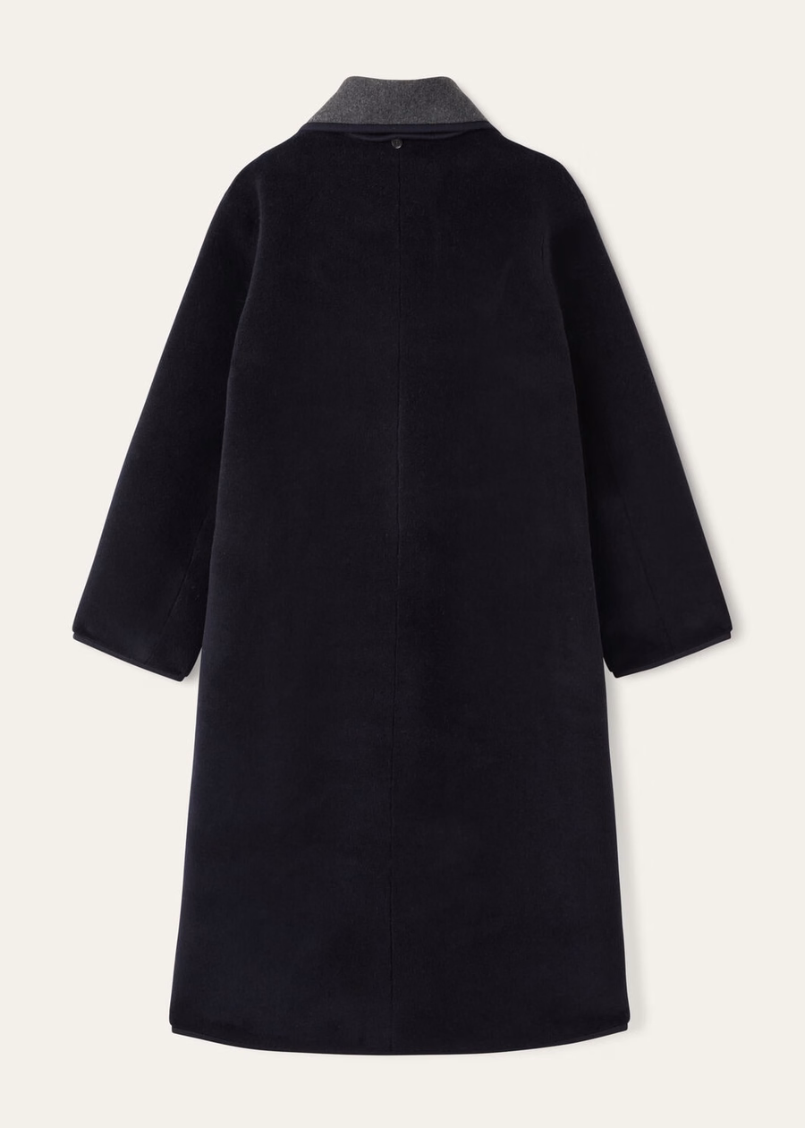 Gladwin Coat Silk Virgin Wool Navy Blue/Embers Grey