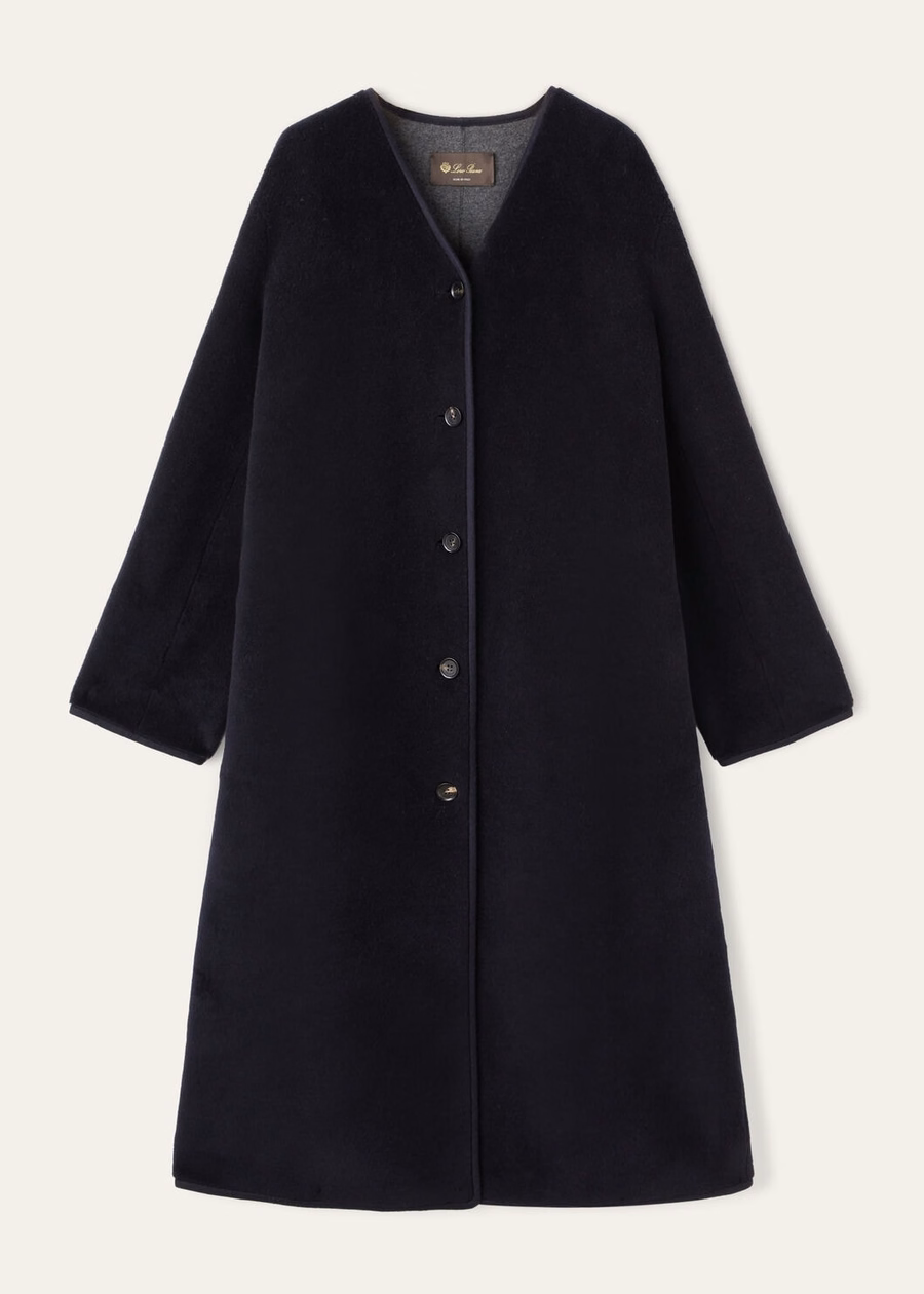 Gladwin Coat Silk Virgin Wool Navy Blue/Embers Grey