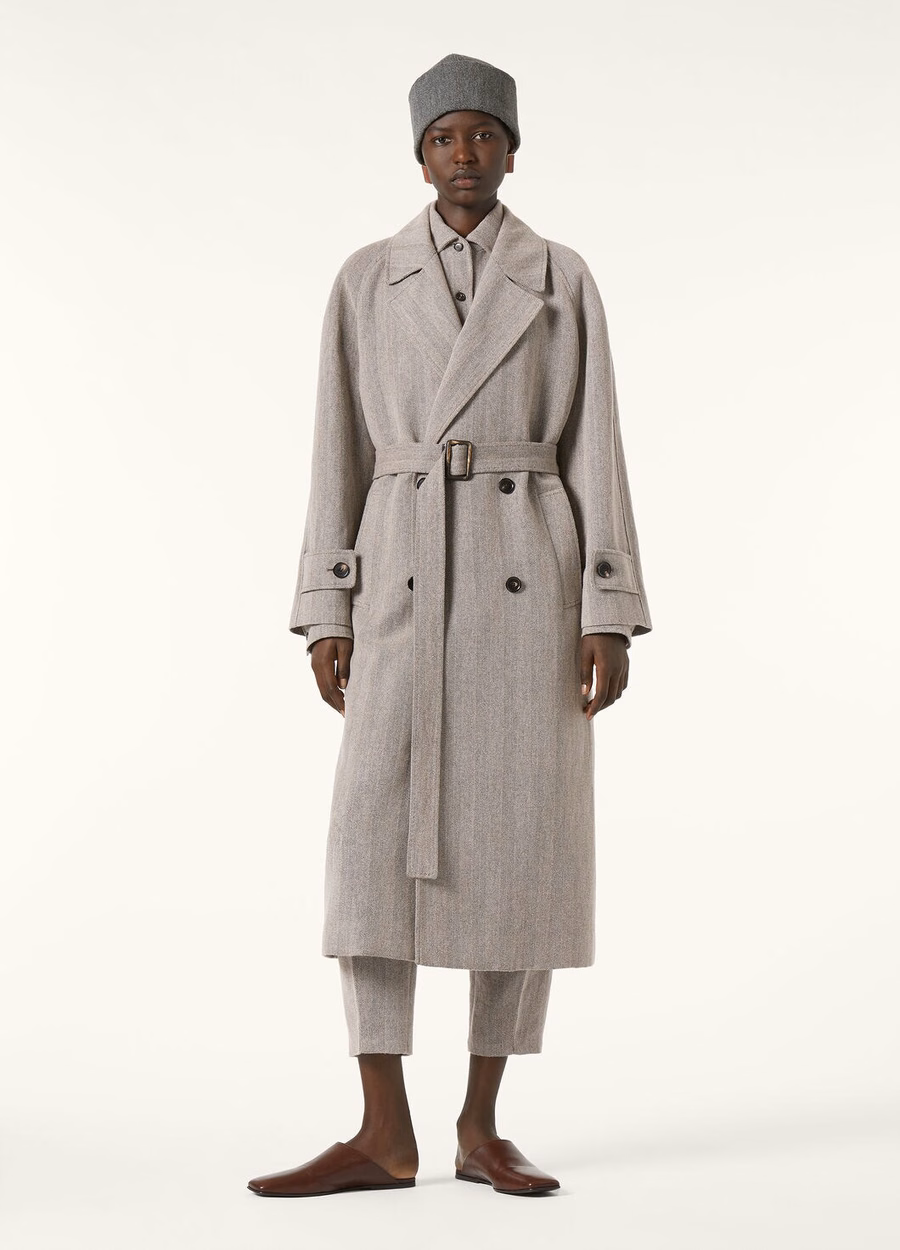 Foster Coat In Cashmere Virgin Wool Chalk/Black