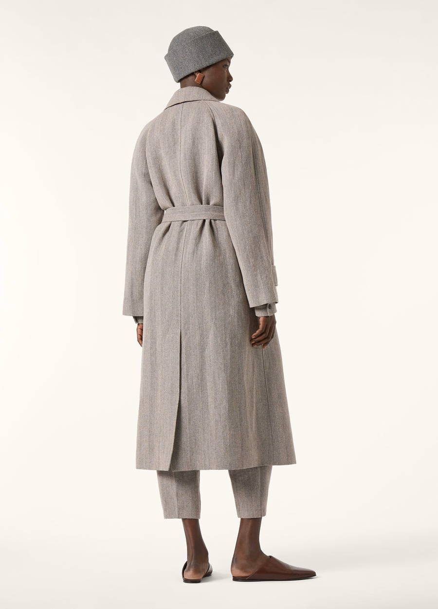 Foster Coat In Cashmere Virgin Wool Chalk/Black