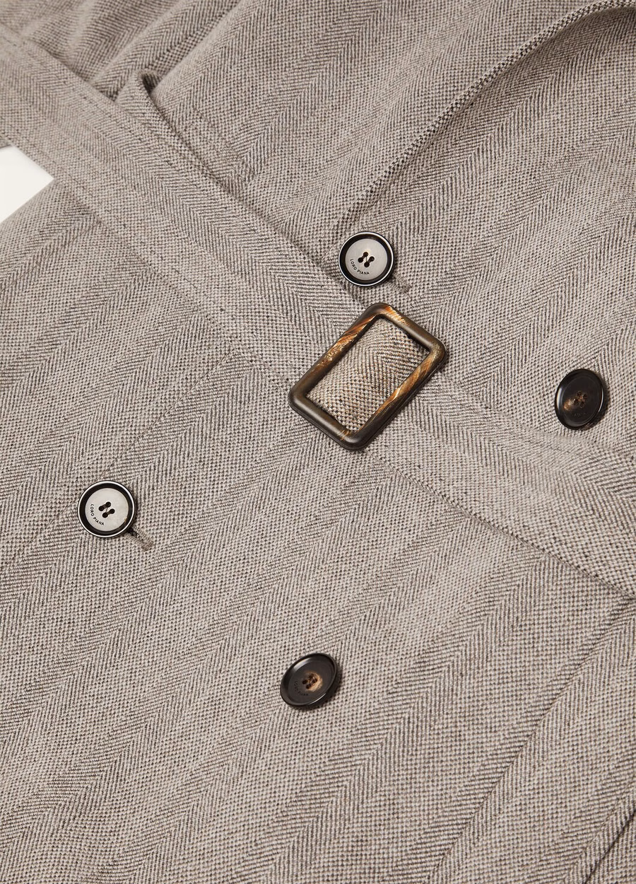 Foster Coat In Cashmere Virgin Wool Chalk/Black