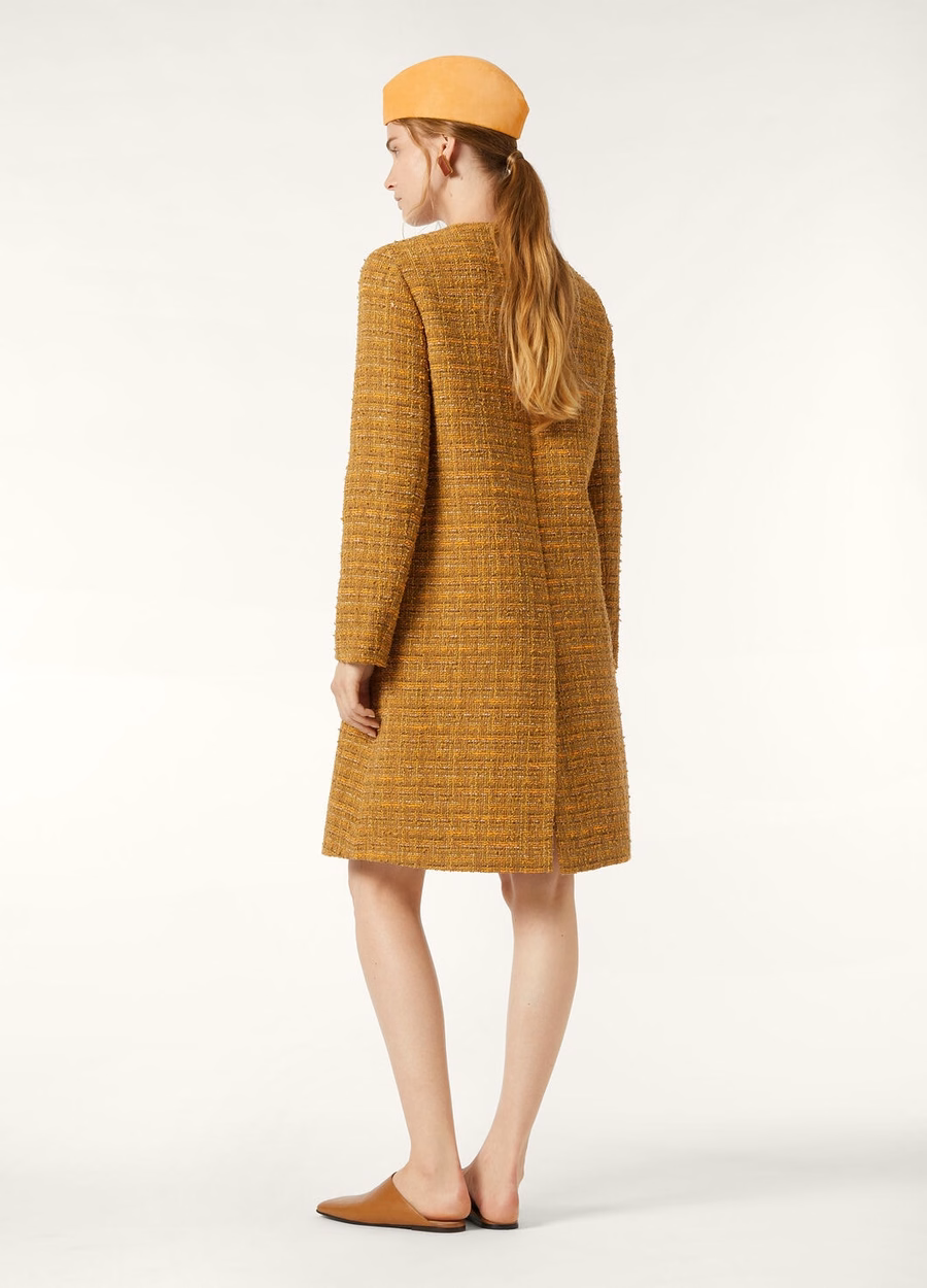 Oxton Cotton Mohair Wool Coat Green-Orange Poppy Tweed