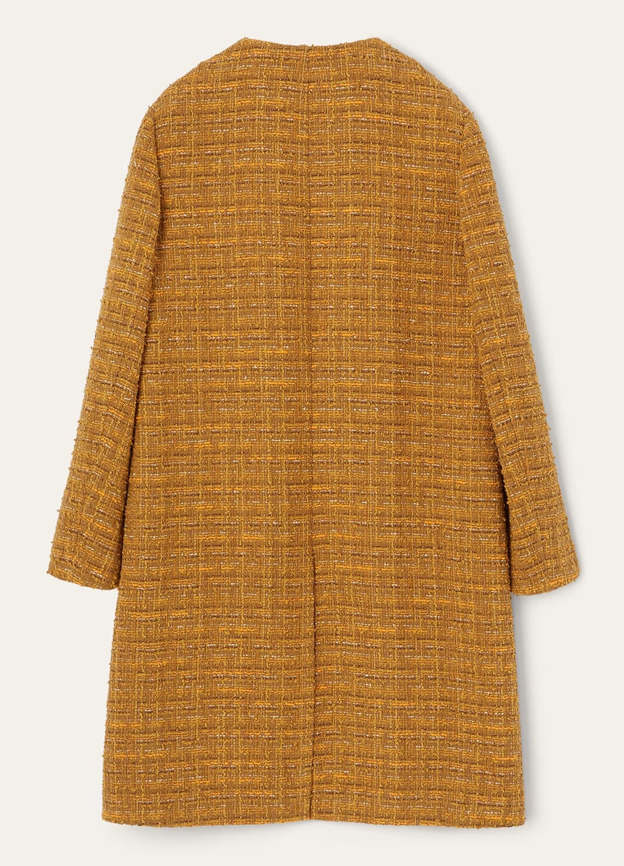Oxton Cotton Mohair Wool Coat Green-Orange Poppy Tweed
