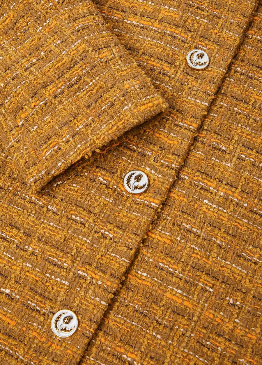 Oxton Cotton Mohair Wool Coat Green-Orange Poppy Tweed