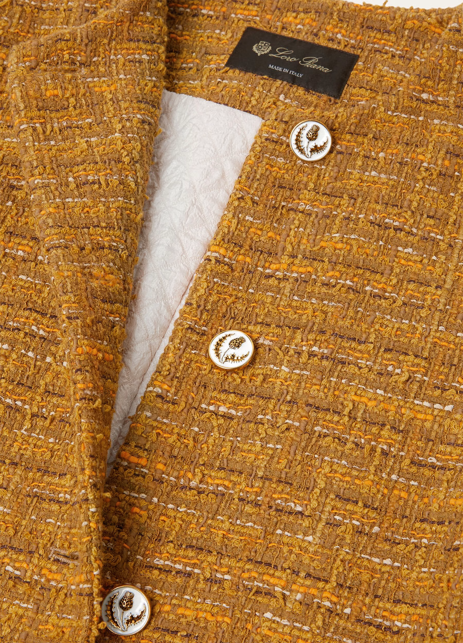 Oxton Cotton Mohair Wool Coat Green-Orange Poppy Tweed