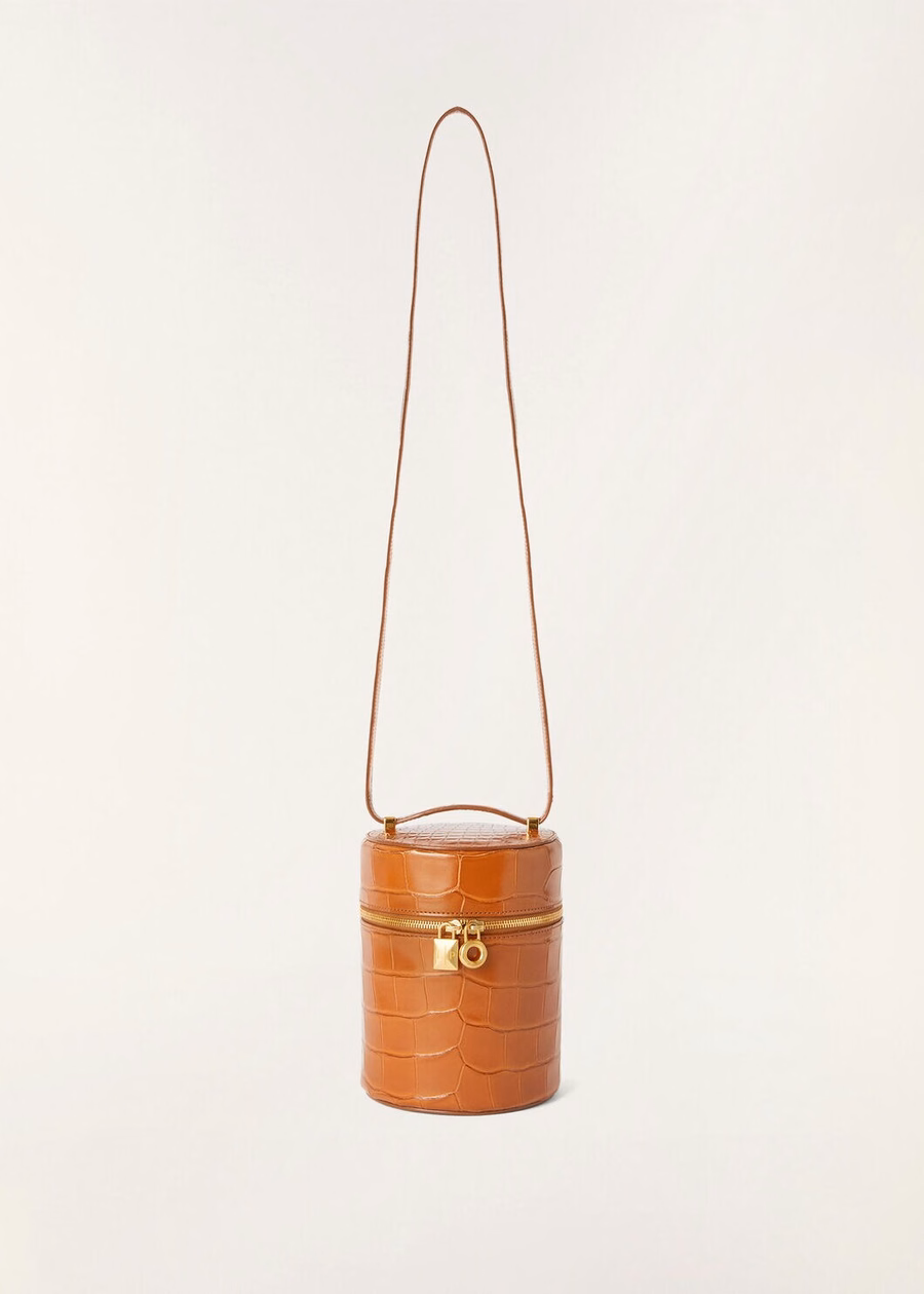 Additional case in medium tobacco-crushed alligator leather