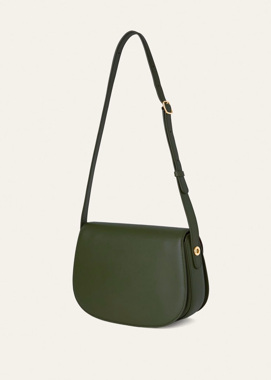 Small Ghira bag Smooth calfskin Dark moss green/Kummel
