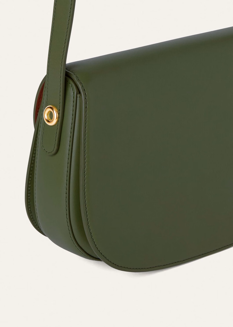 Small Ghira bag Smooth calfskin Dark moss green/Kummel