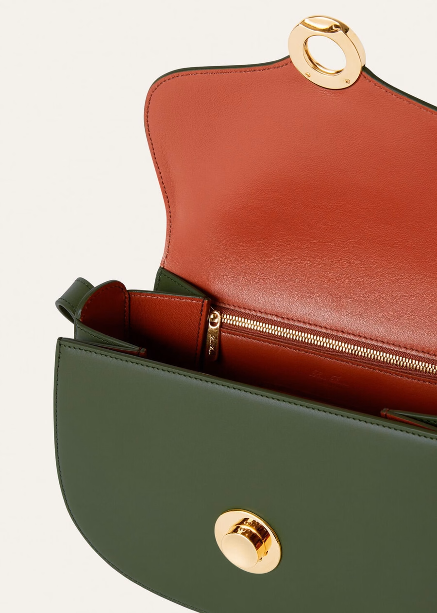 Small Ghira bag Smooth calfskin Dark moss green/Kummel